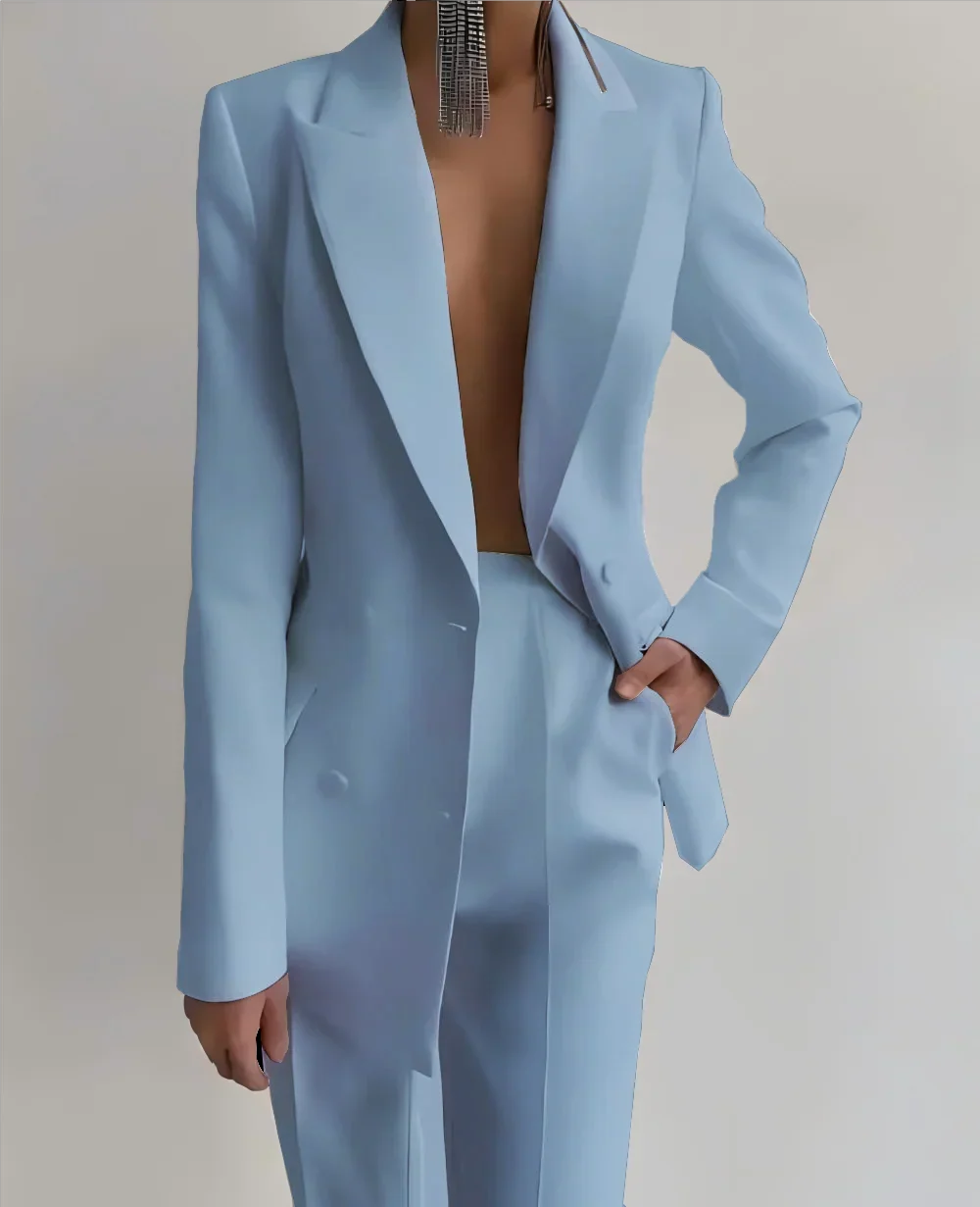 Purple Double Breasted Pant Suit
