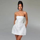 Bow Backless Jacquard A Line Mini Dress 7