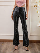 Sequin Paillette High Wasit Cropped Pants