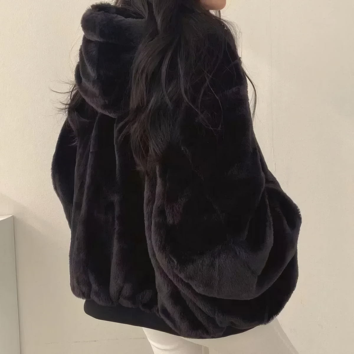 Sherpa Lined Zip Front Stand Collar Oversized Bomber Jacket