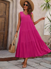 V-Neck Sleeveless Tiered Maxi Dress 8