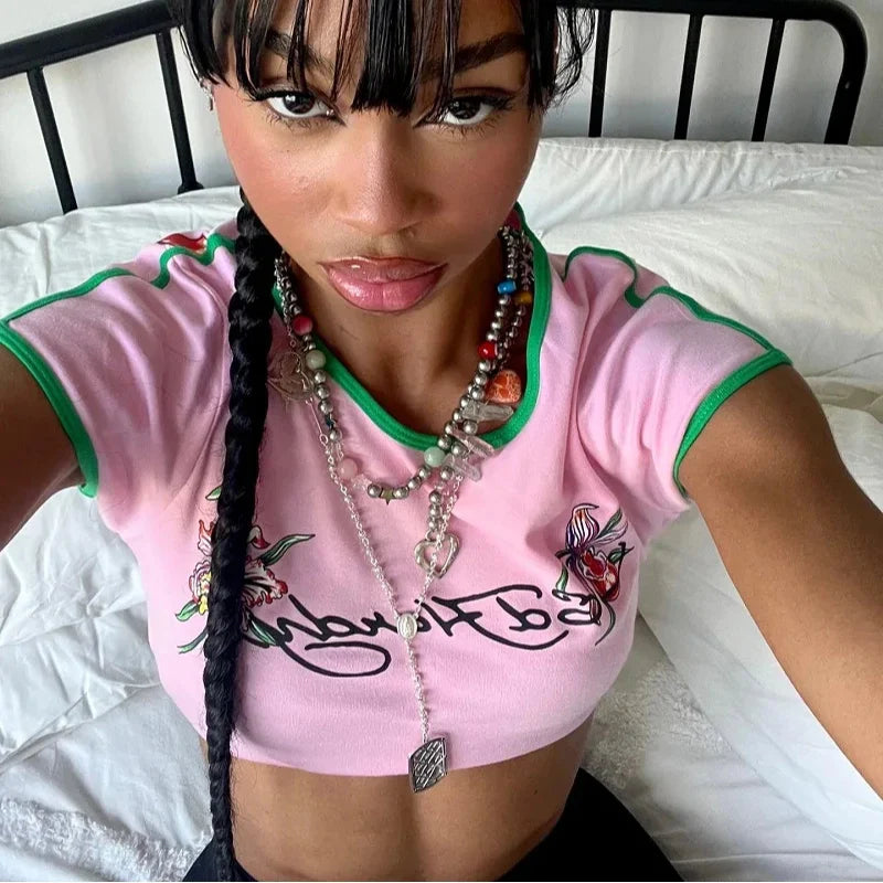 Gothic Style Printed Vest Y2K Crop Top