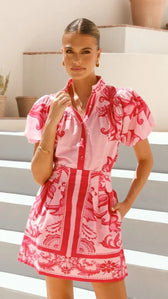 Print Puff Sleeve Two Piece Set 2