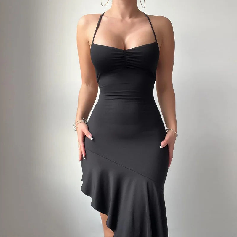 HANA RUFFLE DRESS Black