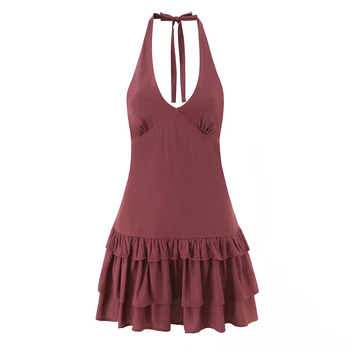 JOARDA RUFFLE MINI DRESS Burgundy