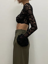 Lace Sheer Mesh Crop Top