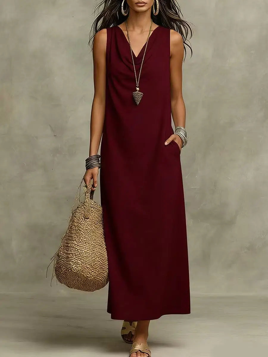 Cowl Neck Sleeveless Maxi Dress Summer 5