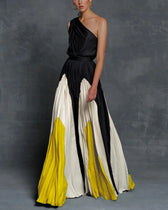 One Shoulder Pleated Maxi Gown
