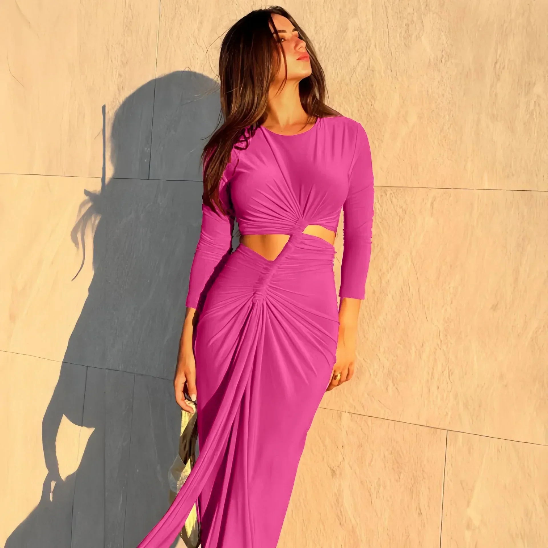 Long - Sleeved Irregular Bodycon Dress