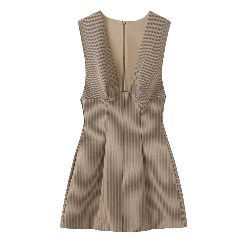 NEVA STRIPED MINI DRESS Khaki