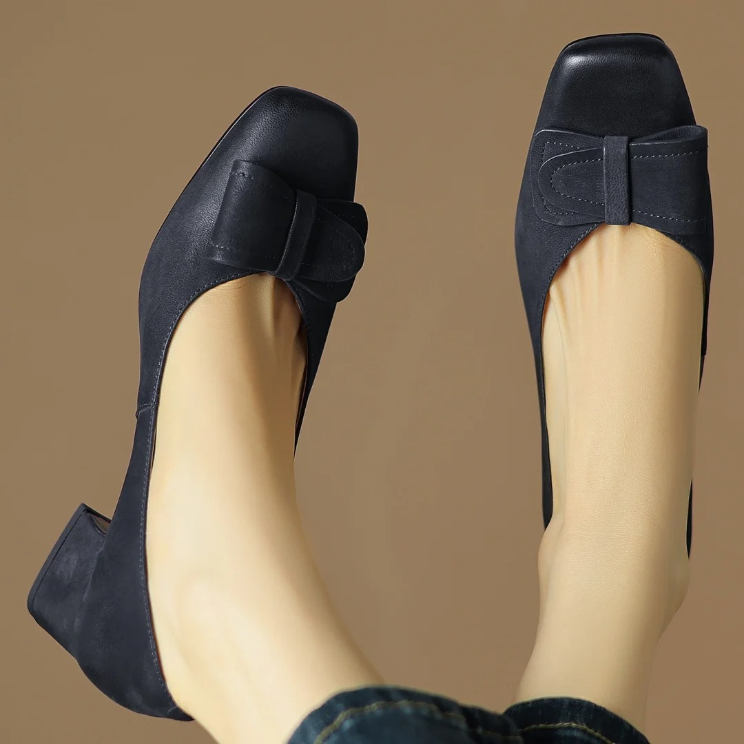 Square Toe Bow Slip On Ballet Flats