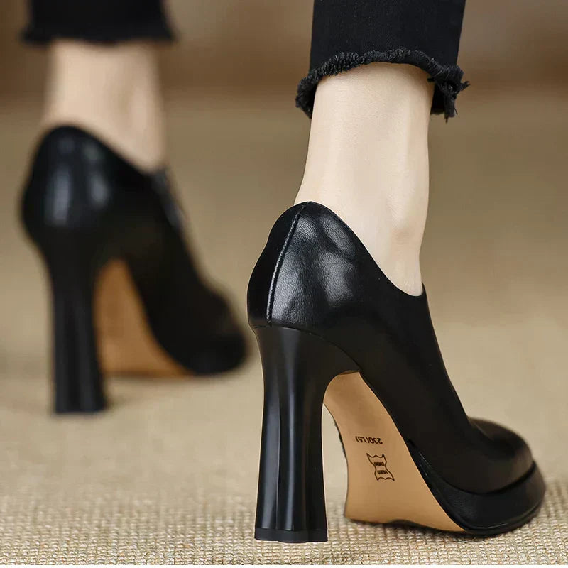 Pointed Toe Side Zip Block Heel Ankle Boots