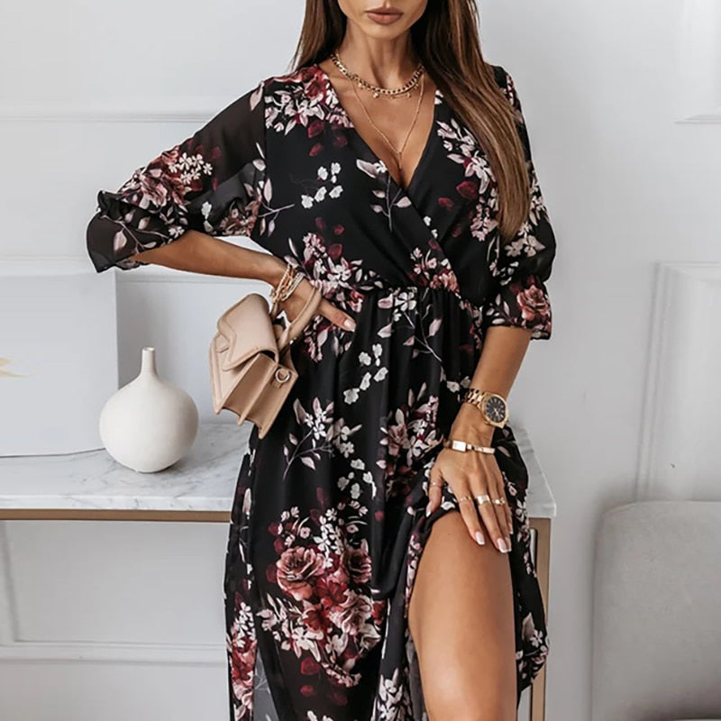 Premium Jacinta Midi Dress with Slit Evening Wear Edit