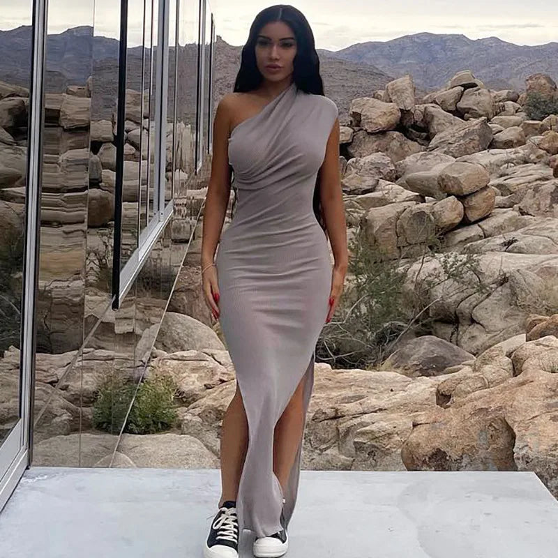 Slit Edition Strapless Backless Maxi Party Dress