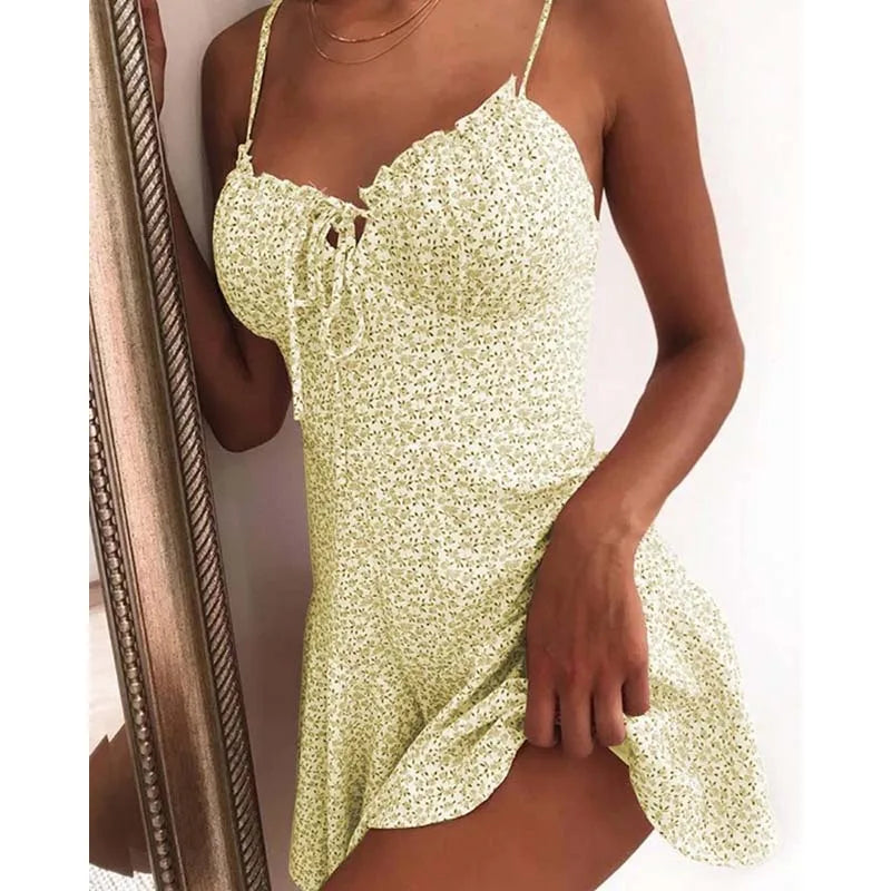 Floral Strapless Backless Camisole Mini Dress