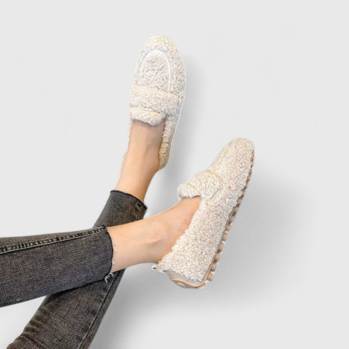 Fuzzy Teddy Slip On Loafer Flats