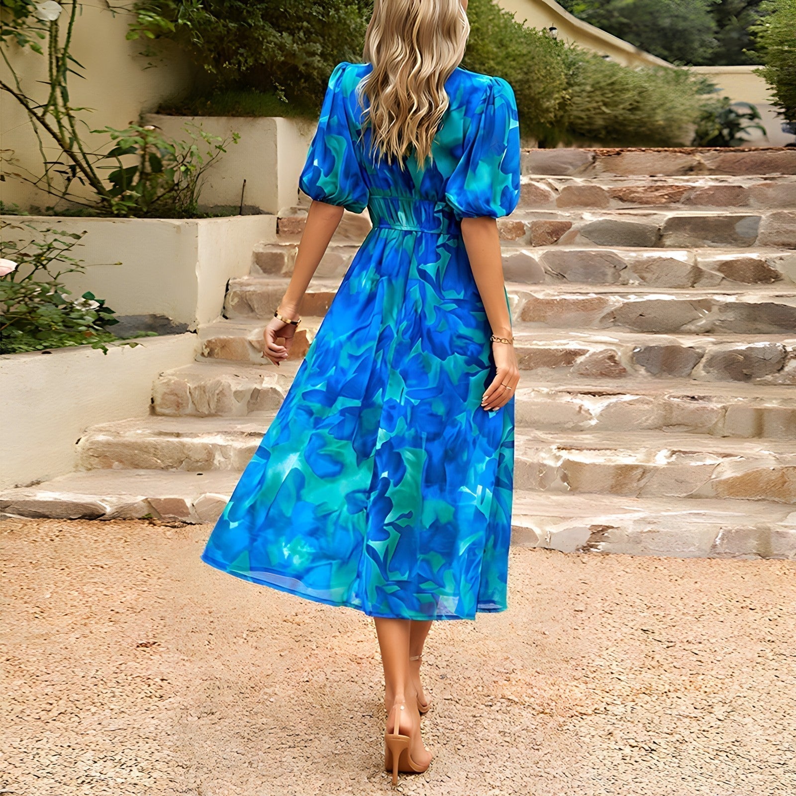 Premium Malena V Neck Midi Dress Chic Silhouette Collection
