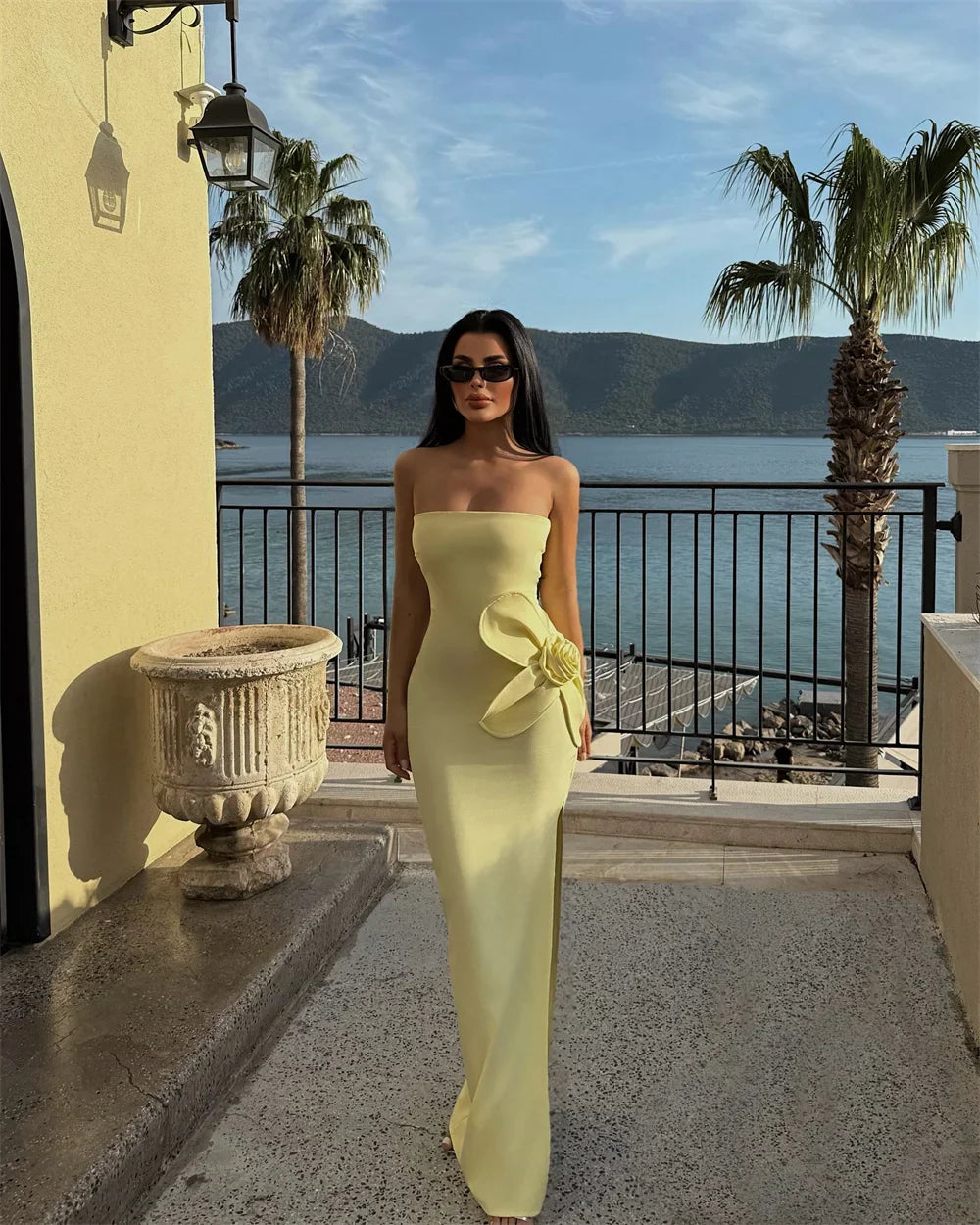 Mermaid Strapless Slit Prom Party Dress 3