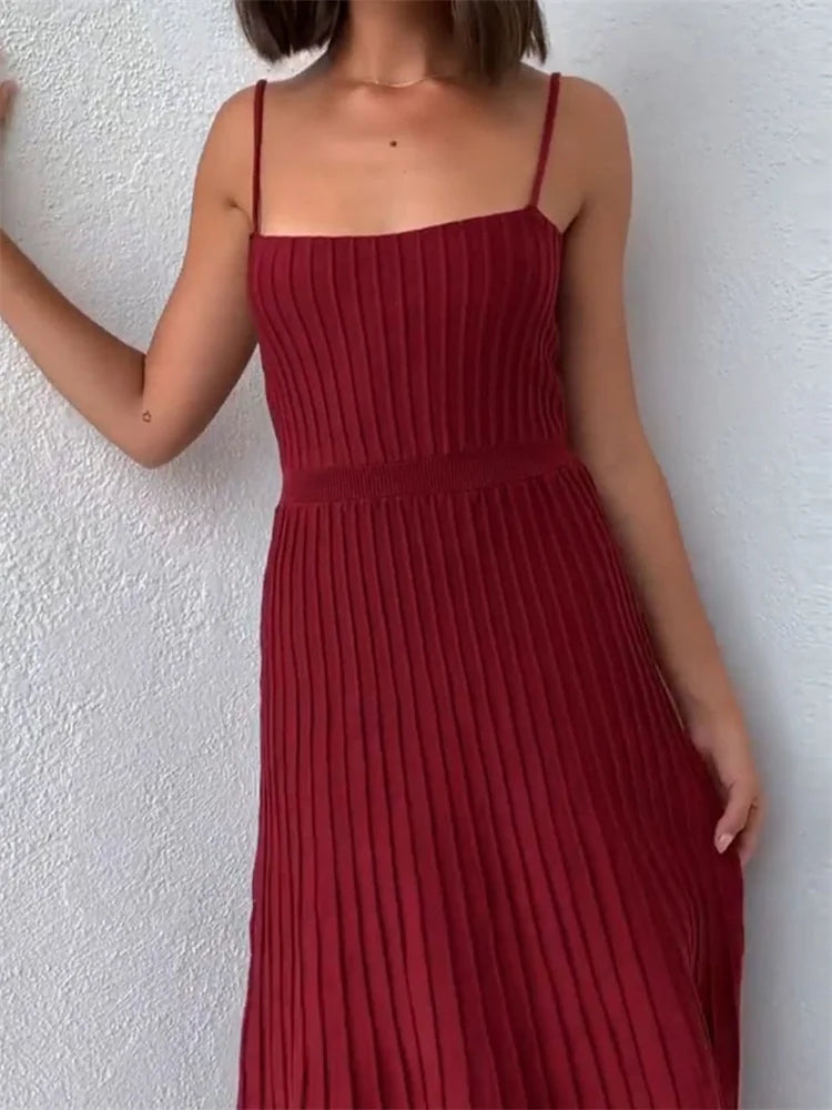 FREYA RIBBED MAXI DRESS Red