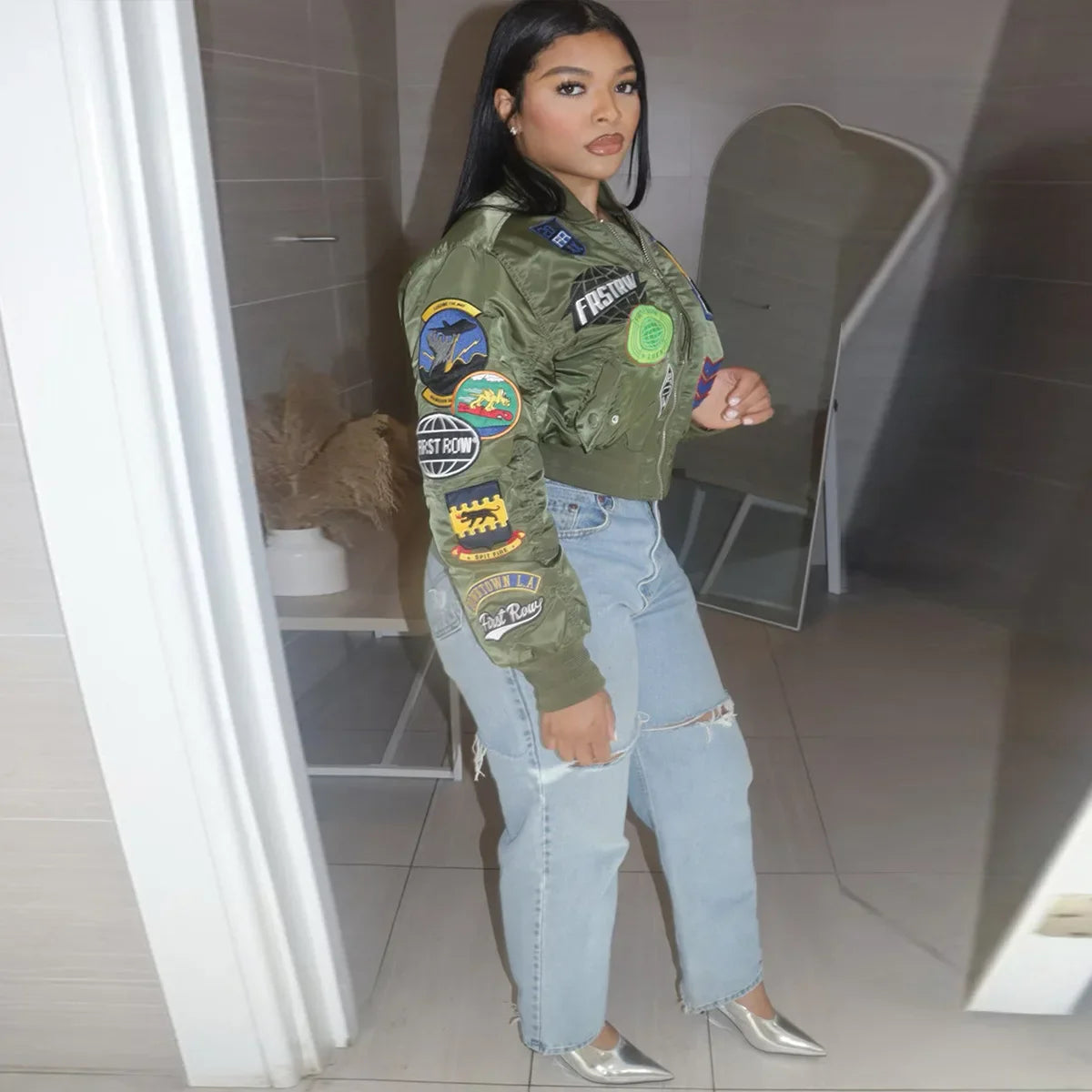 Embroidered Cyber Bomber Jacket