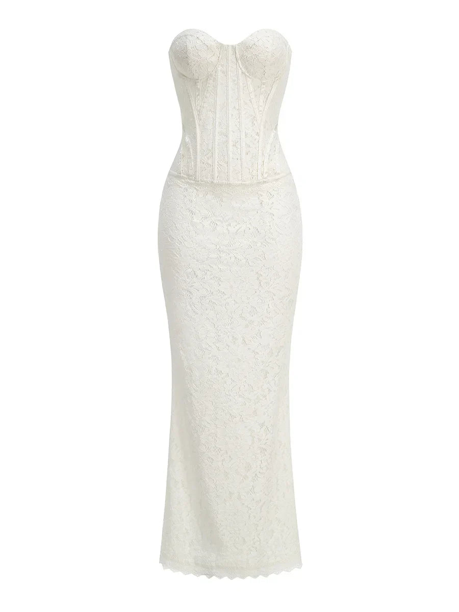 MARNI LACE MAXI DRESS White