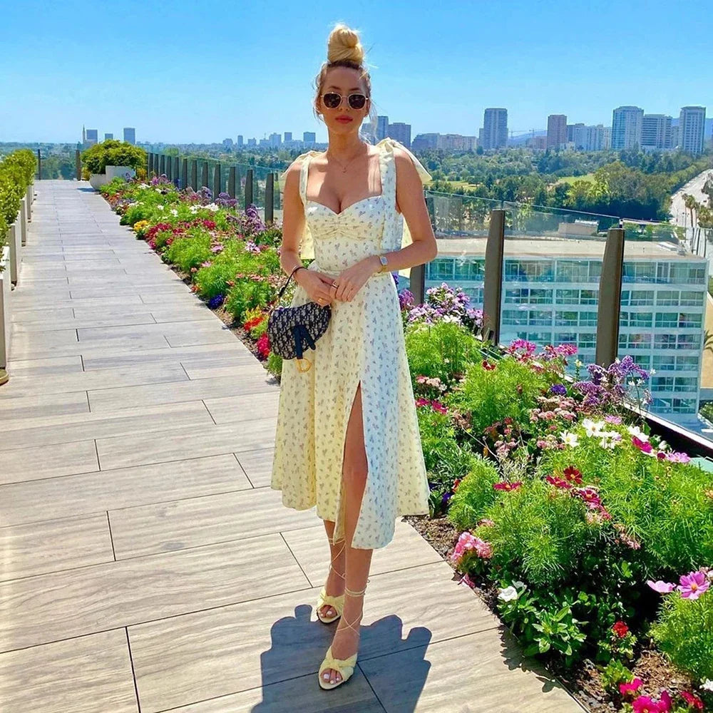 Genoveva Statement Midi Summer Dress with Daisy Print Boutique Collection
