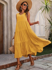 V-Neck Sleeveless Tiered Maxi Dress 2