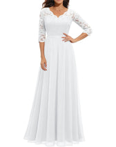 Lace V-Neck Chiffon A-Line Maxi Dress 7