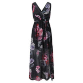 Floral V-Neck Wrap High Split Maxi Dress 5