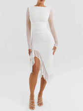 Ruffle Mesh Backless Midi Dress 4