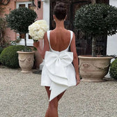 Pearl Bow Waist Wrap Backless Mini Dress 3