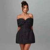 Bow Backless Jacquard A Line Mini Dress 6