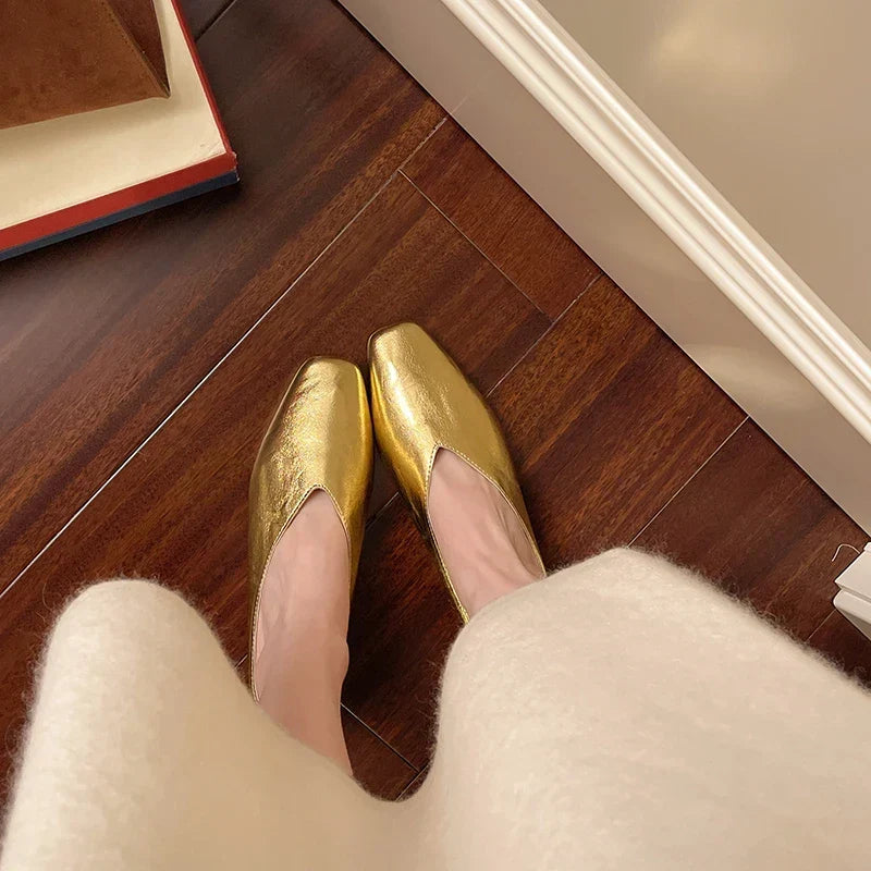 Square Toe Flat Mules