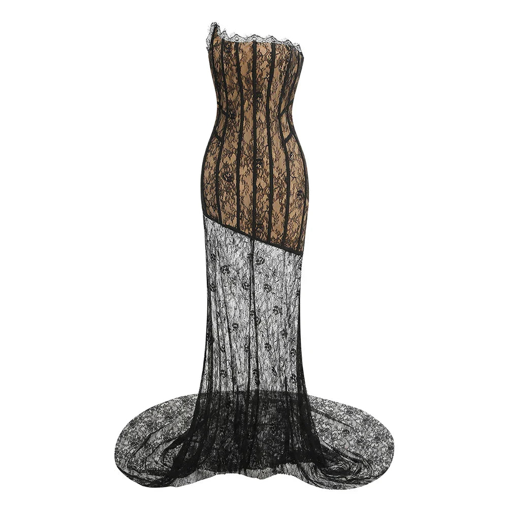 VENI LACE MAXI DRESS Black
