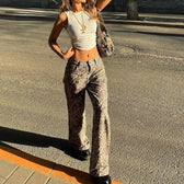 Leopard Print Stylish Straight Trousers
