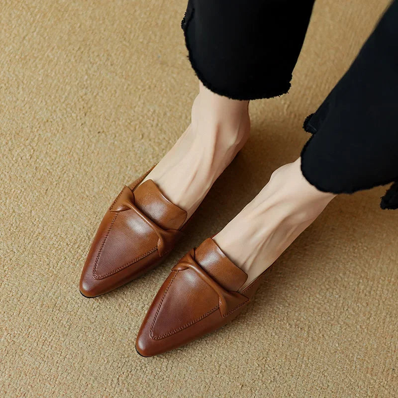 Square Toe Block Heel Loafer Mules