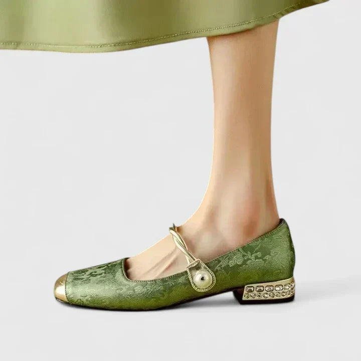 Square Toe Twisted Strap Mary Jane Flats