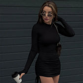 Drawstring Bandage Long Sleeve Mini Dress 5