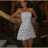 Sequin Floral Appliqué Strapless Mini Dress