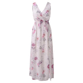 Floral V-Neck Wrap High Split Maxi Dress 6