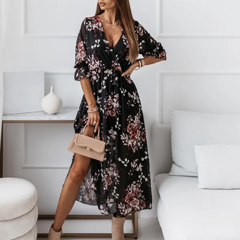 Premium Jacinta Midi Dress with Slit Evening Wear Edit