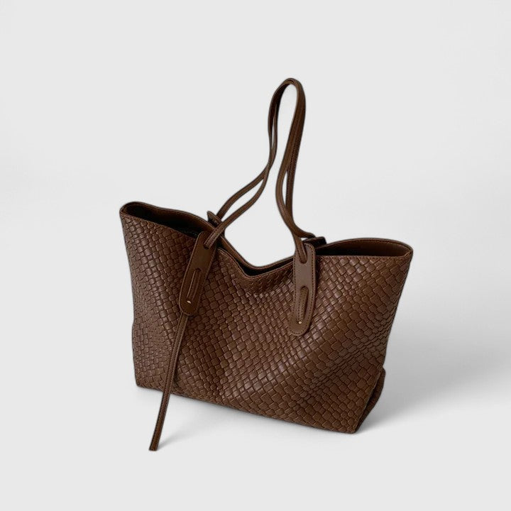 Woven Faux Leather Tote Bag