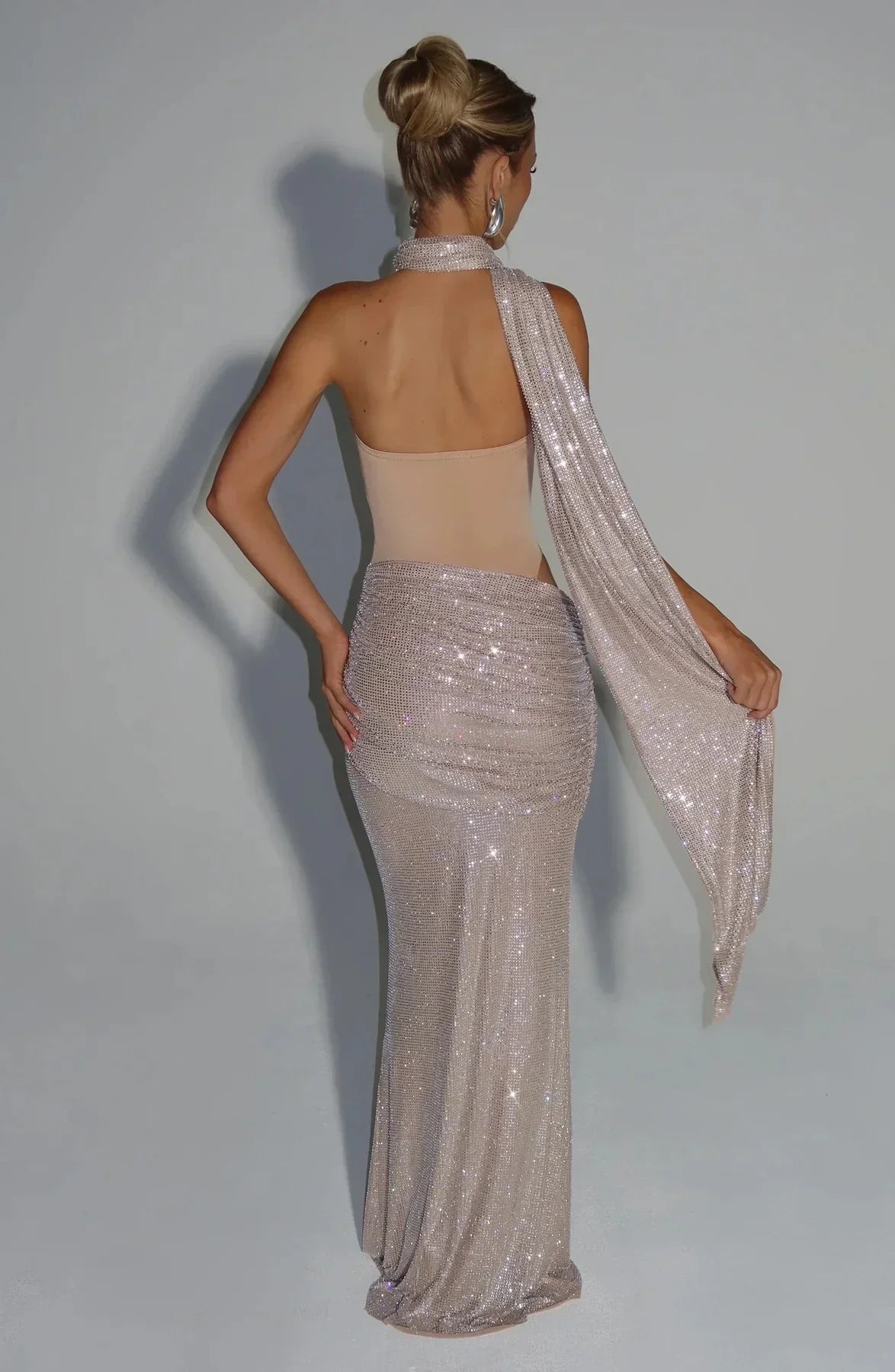 NADIA CRYSTAL MESH DRESS