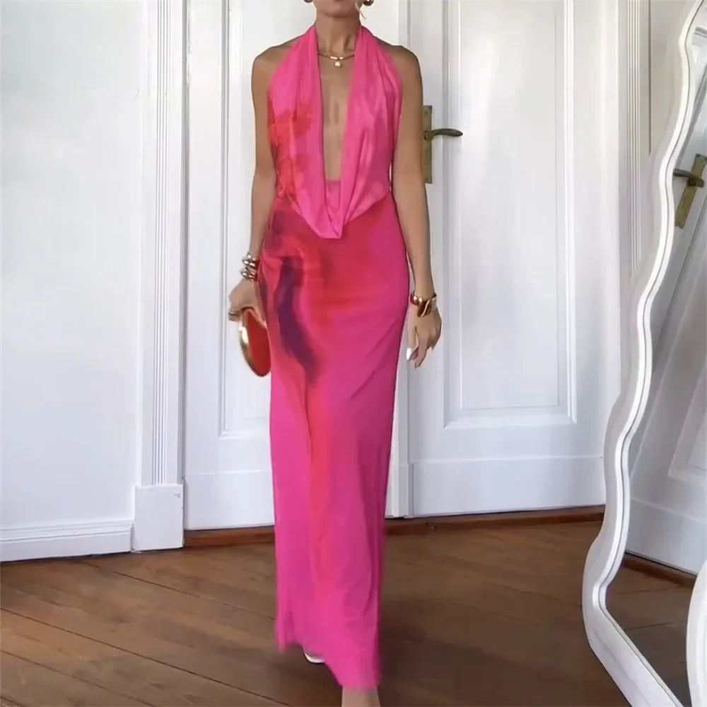 Drape Tie Dye Slim Floral Dress