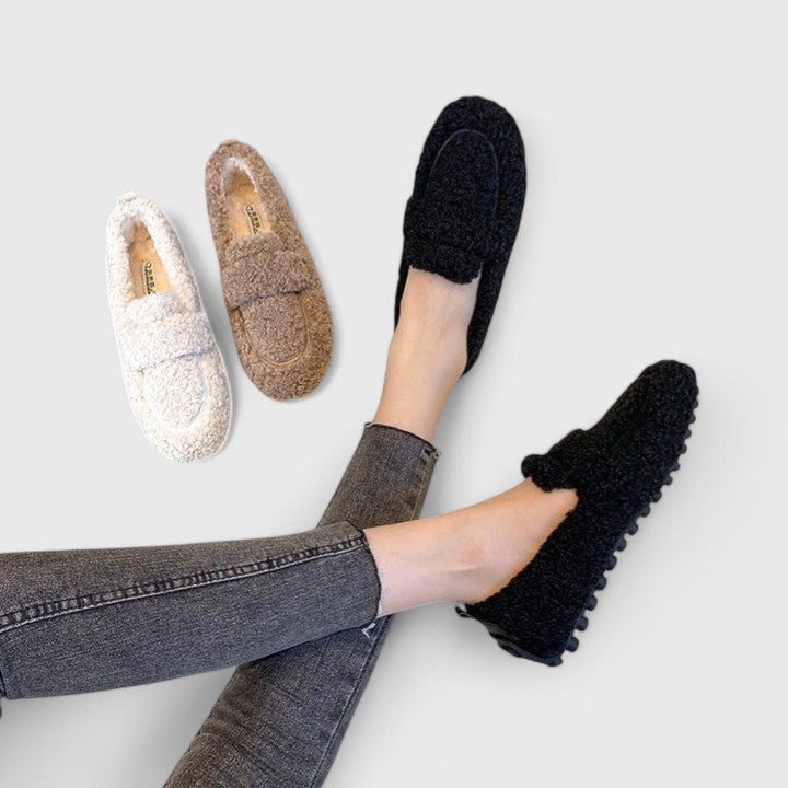 Fuzzy Teddy Slip On Loafer Flats