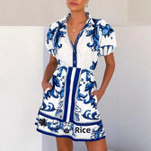 Print Puff Sleeve Two Piece Set 5