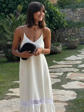 White Satin Mesh Backless Maxi Dress 2