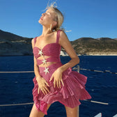 Sweetheart Cut Out Tiered Pleated Mini Dress 4