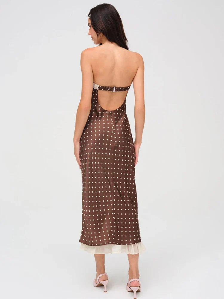 Strapless Backless Lace Midi Dress 3