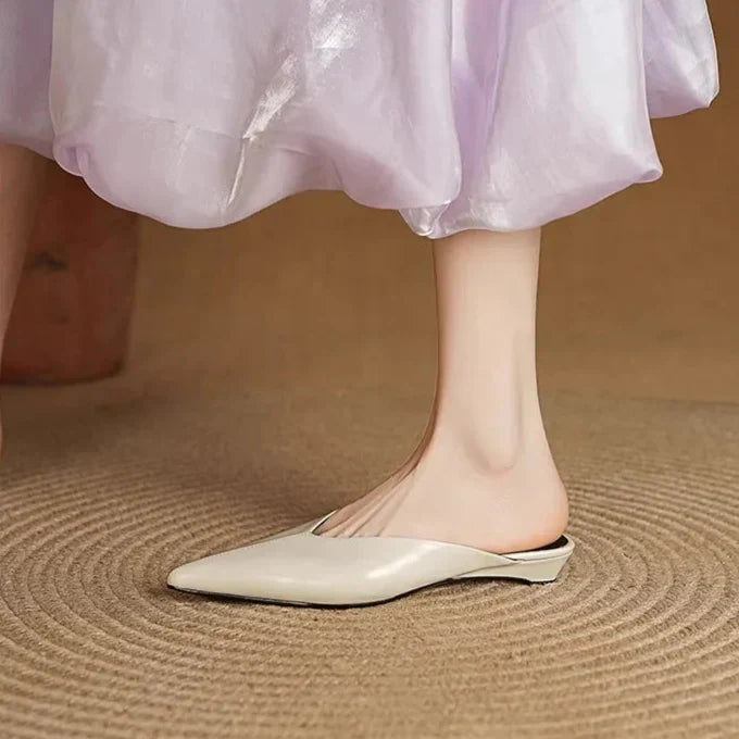 Pointed Toe Slip On Backless Wedge Mules